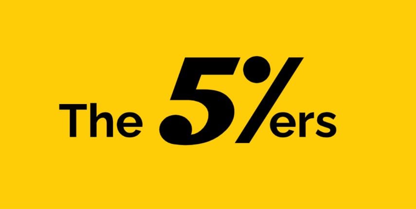 The 5%ers logo, a standout among the largest prop trading firms funding global traders.
