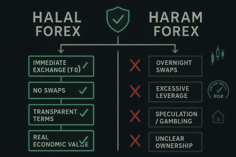 Comparison chart of halal and haram forex rules explaining is forex trading halal.